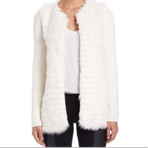 Ribbed sleeves faux fur jacket!